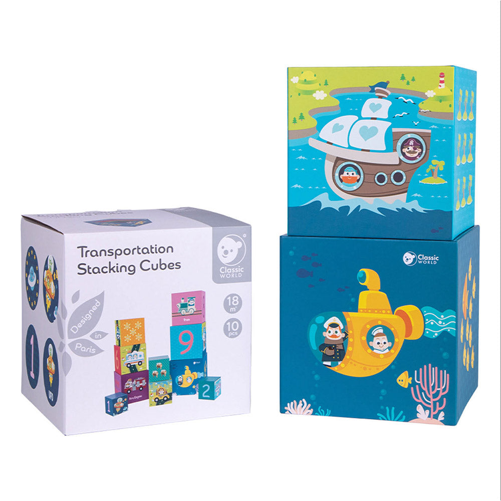 Classic World Transportation Stacking Cubes for baby and toddlers. MOD & TOD