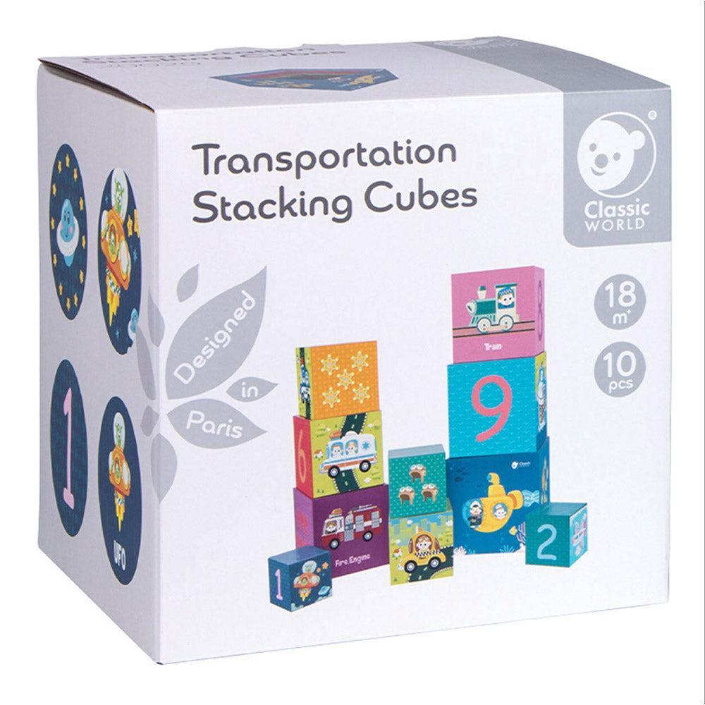 Classic World Transportation Stacking Cubes for baby and toddlers. MOD & TOD