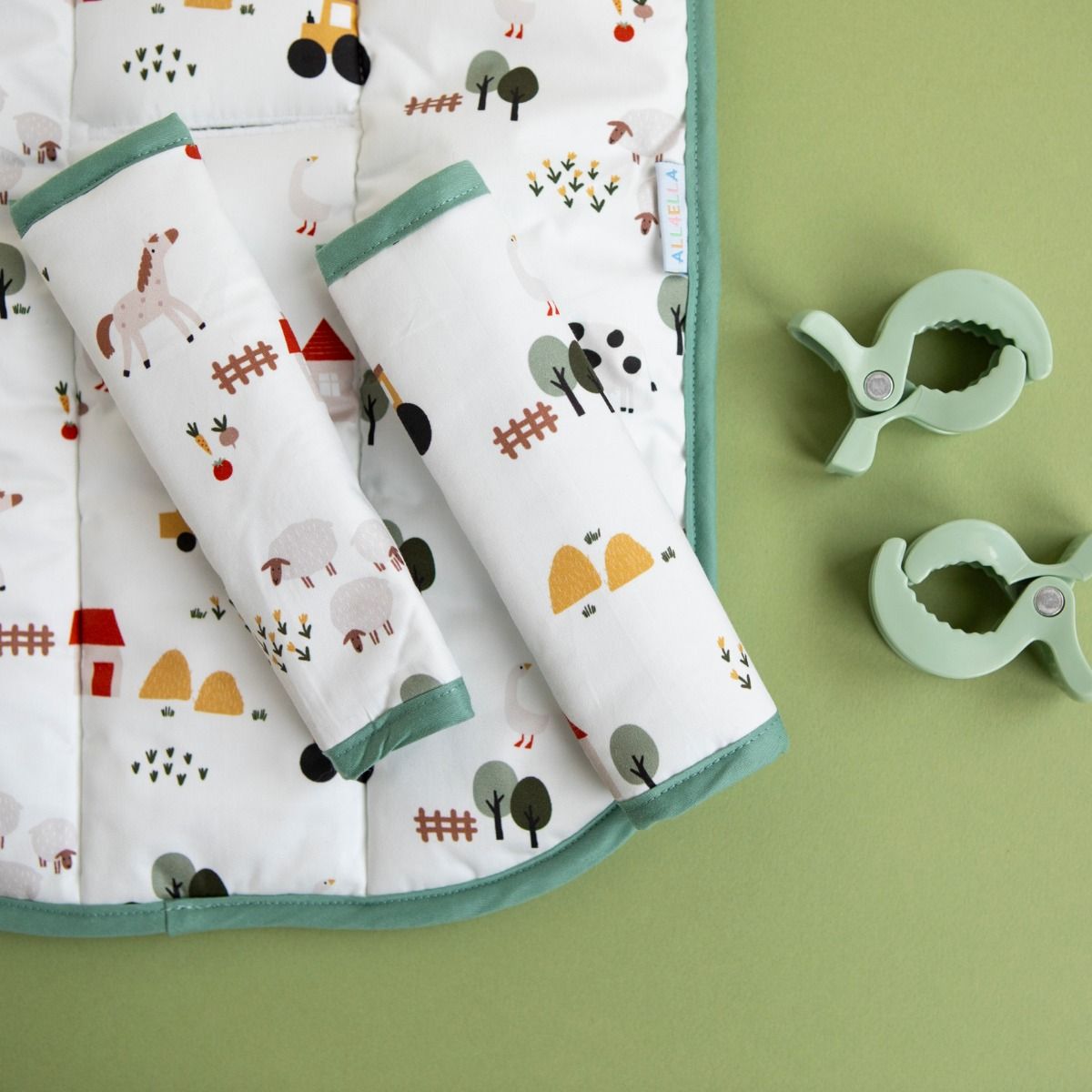 All4ella Harness Covers & Pram Pegs | Country Farm for baby stroller and pram. MOD & TOD