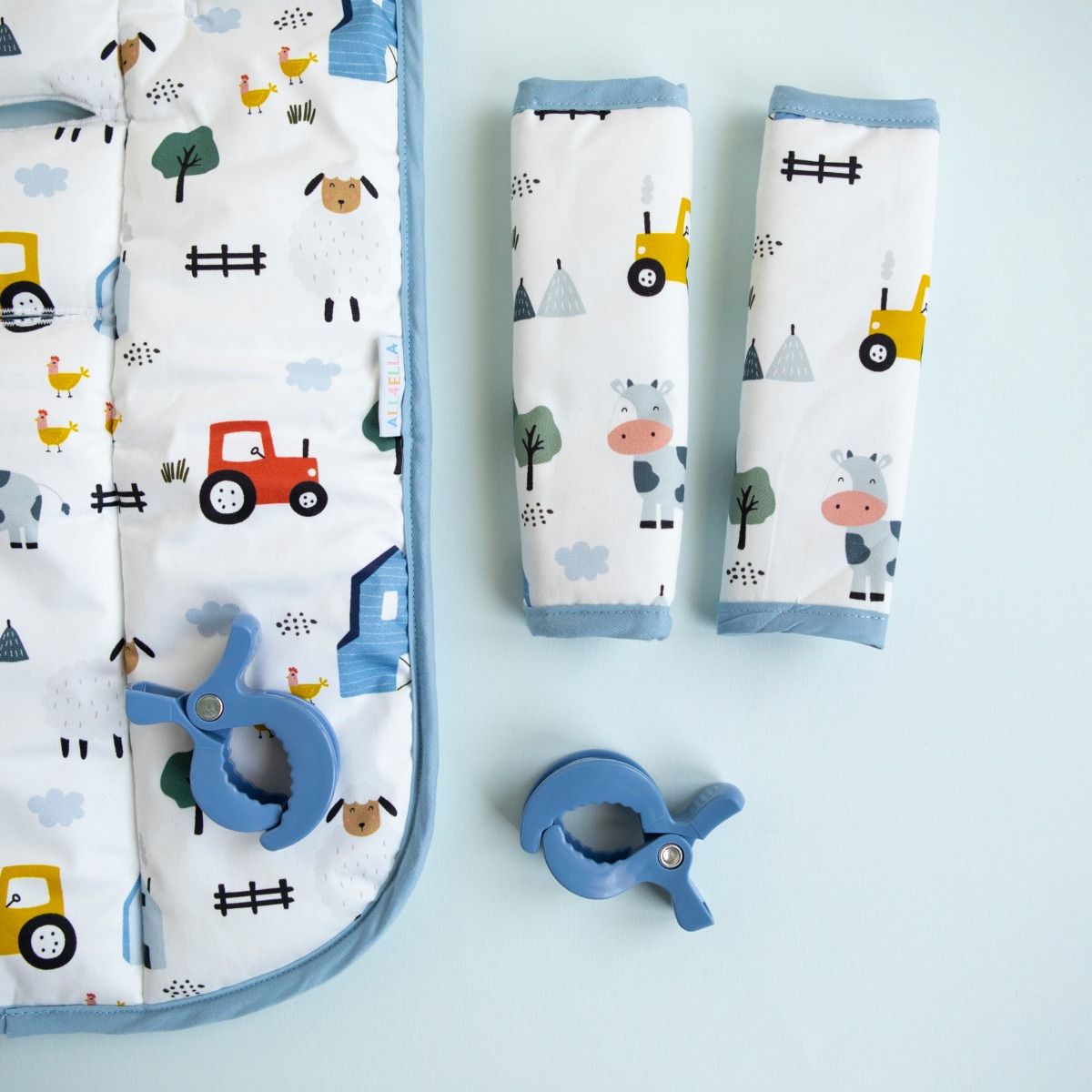 All4Ella Harness Covers & Pram Pegs | Barnyard for baby stroller and pram. MOD & TOD