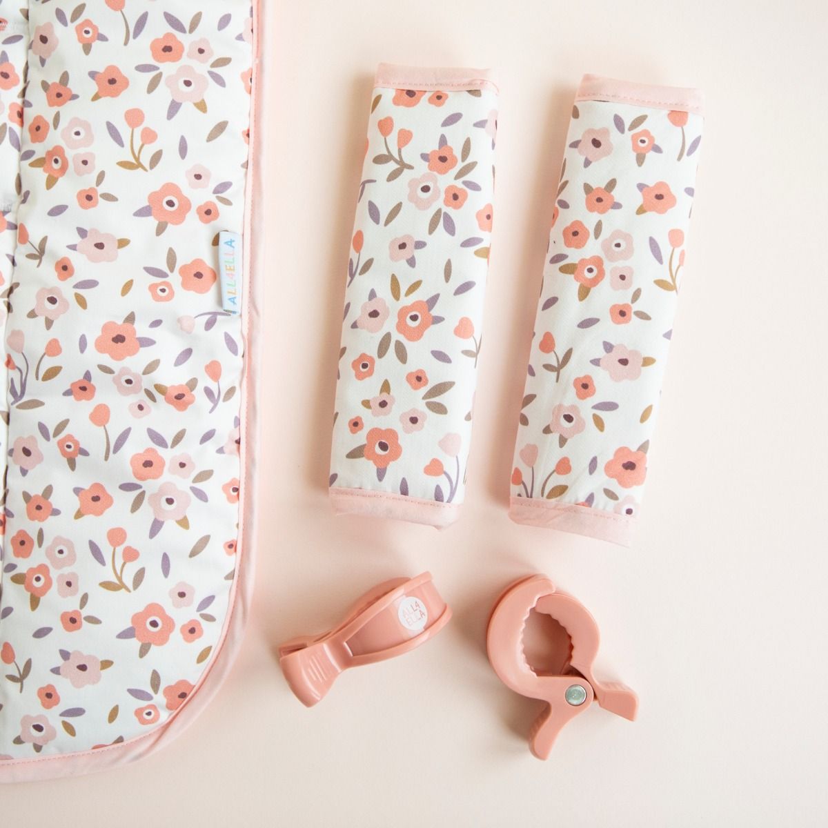 All4Ella Harness Covers & Pram Pegs | Floral Bouquet for baby stroller and pram. MOD & TOD