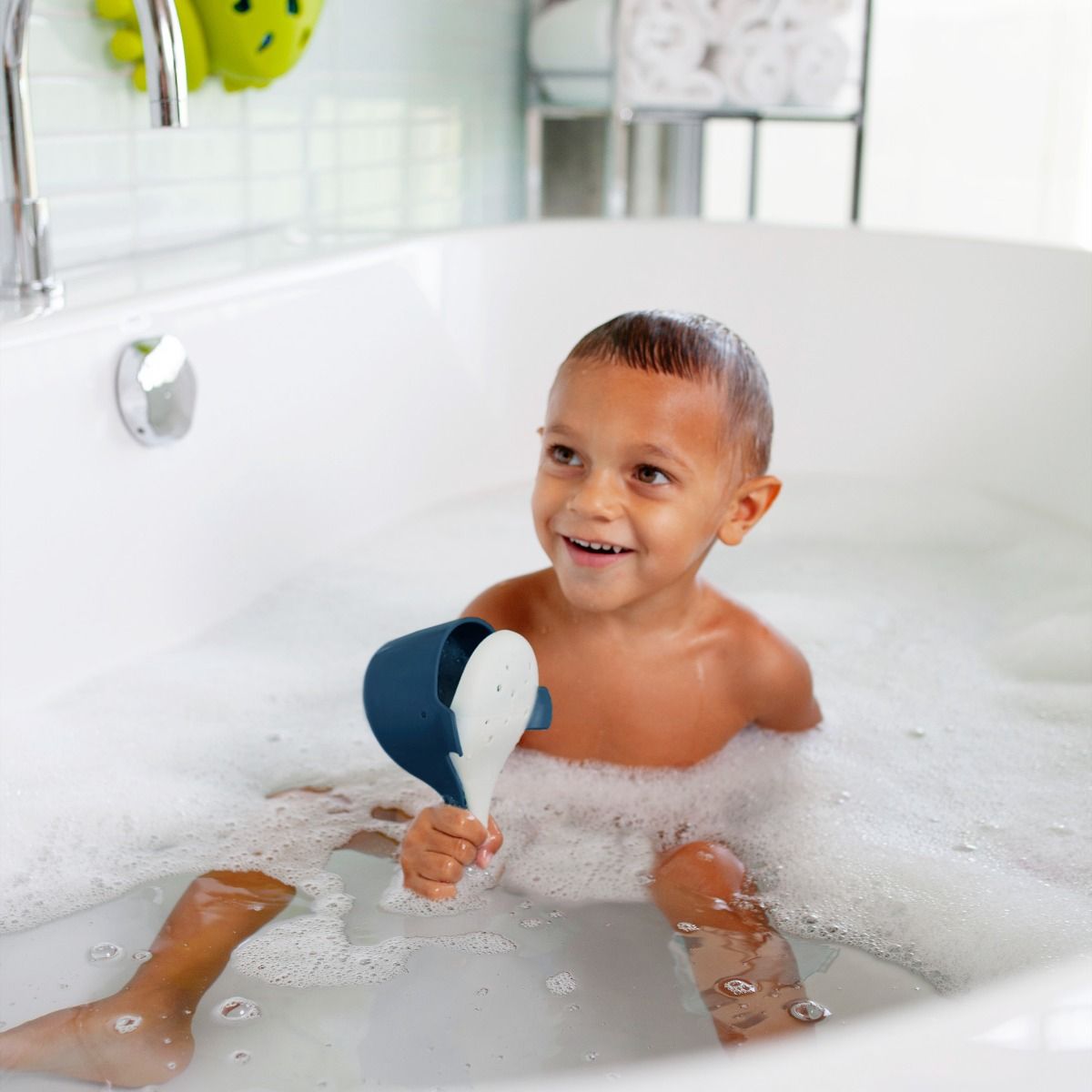 Boon Chomp Hungry Whale Bath Toy - Navy | modandtod.com