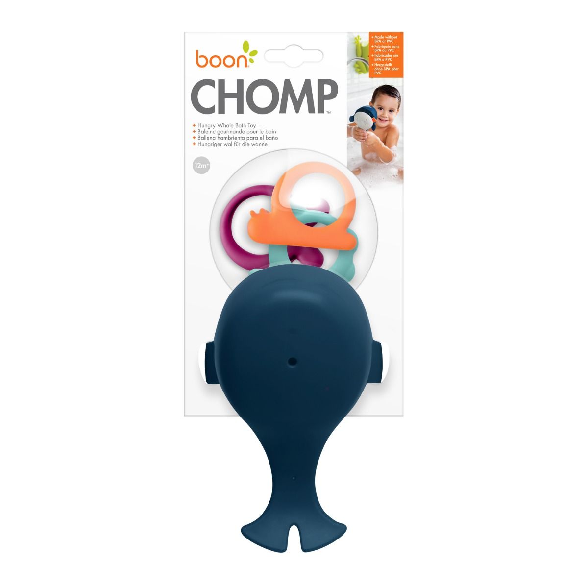 Boon Chomp Hungry Whale Bath Toy - Navy | modandtod.com