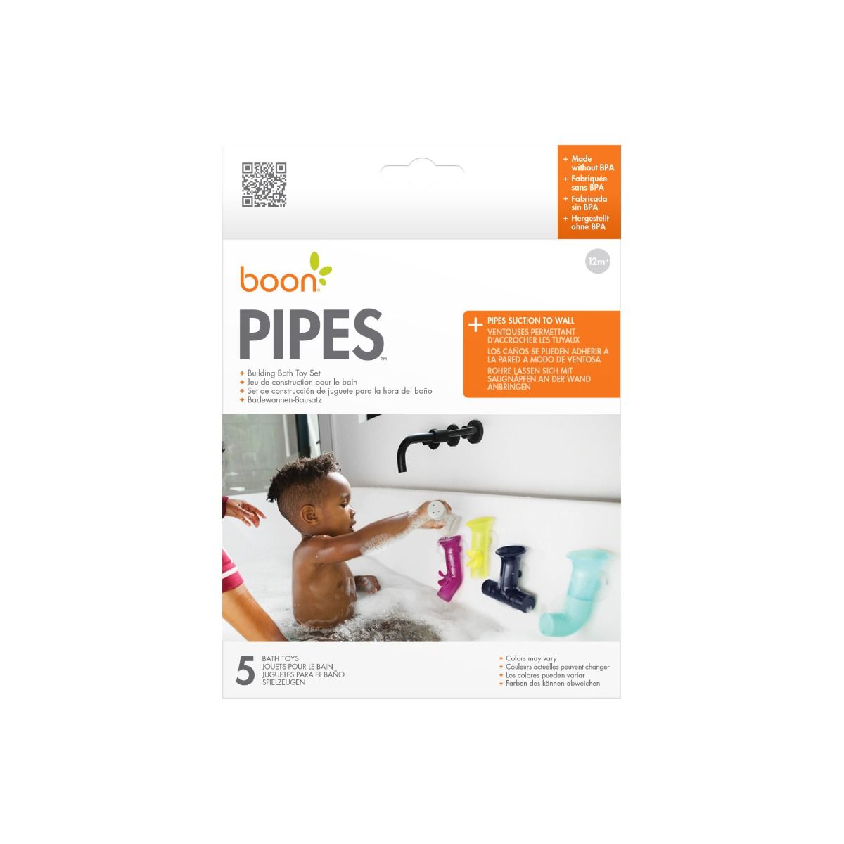 Boon Pipes Bath Toy - Navy/Yellow for baby and toddler bath time fun