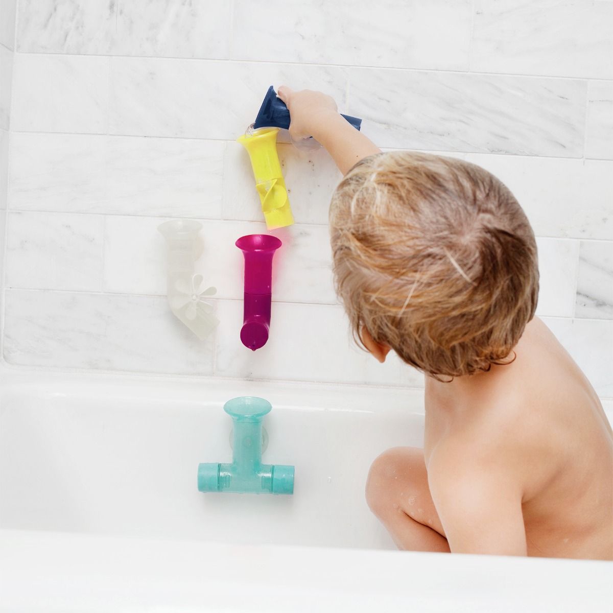 Boon Pipes Bath Toy - Navy/Yellow for baby and toddler bath time fun