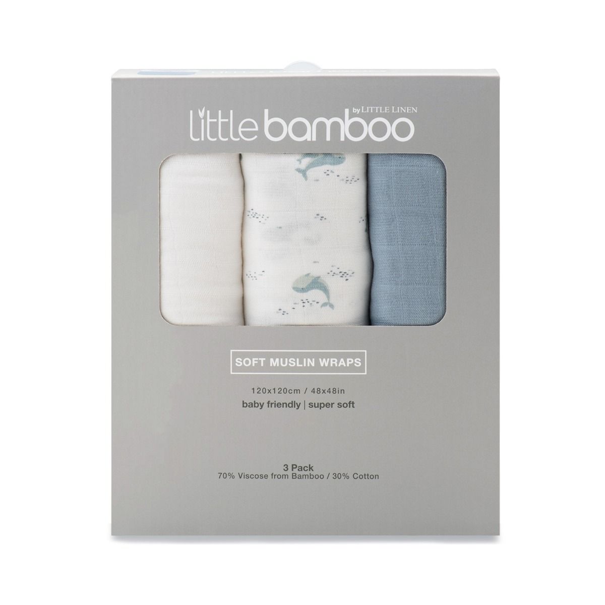 Little Bamboo Muslin Wrap 3Pk - Retro Blue | Baby Muslin Swaddles | modandtod.com