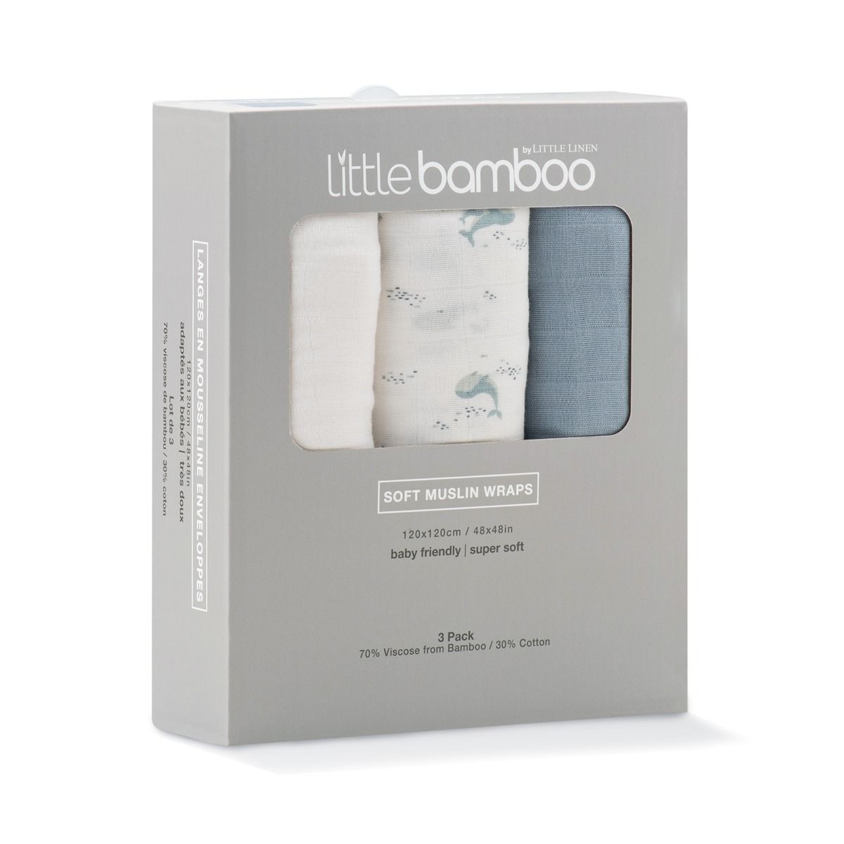 Little Bamboo Muslin Wrap 3Pk - Retro Blue | Baby Muslin Swaddles | modandtod.com