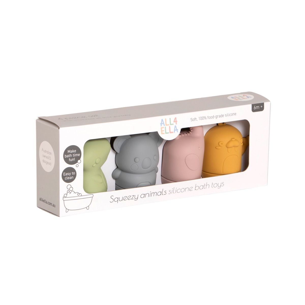 All4ella Squeezy Silicone Bath Toys - Animal Friends for baby, toddler and kids bath time