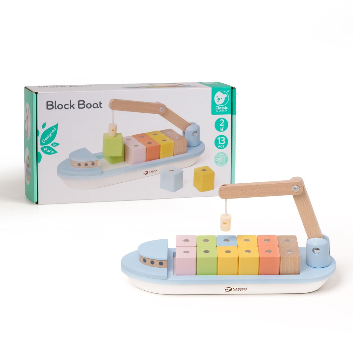 Classic World Block Boat for toddlers. MOD & TOD