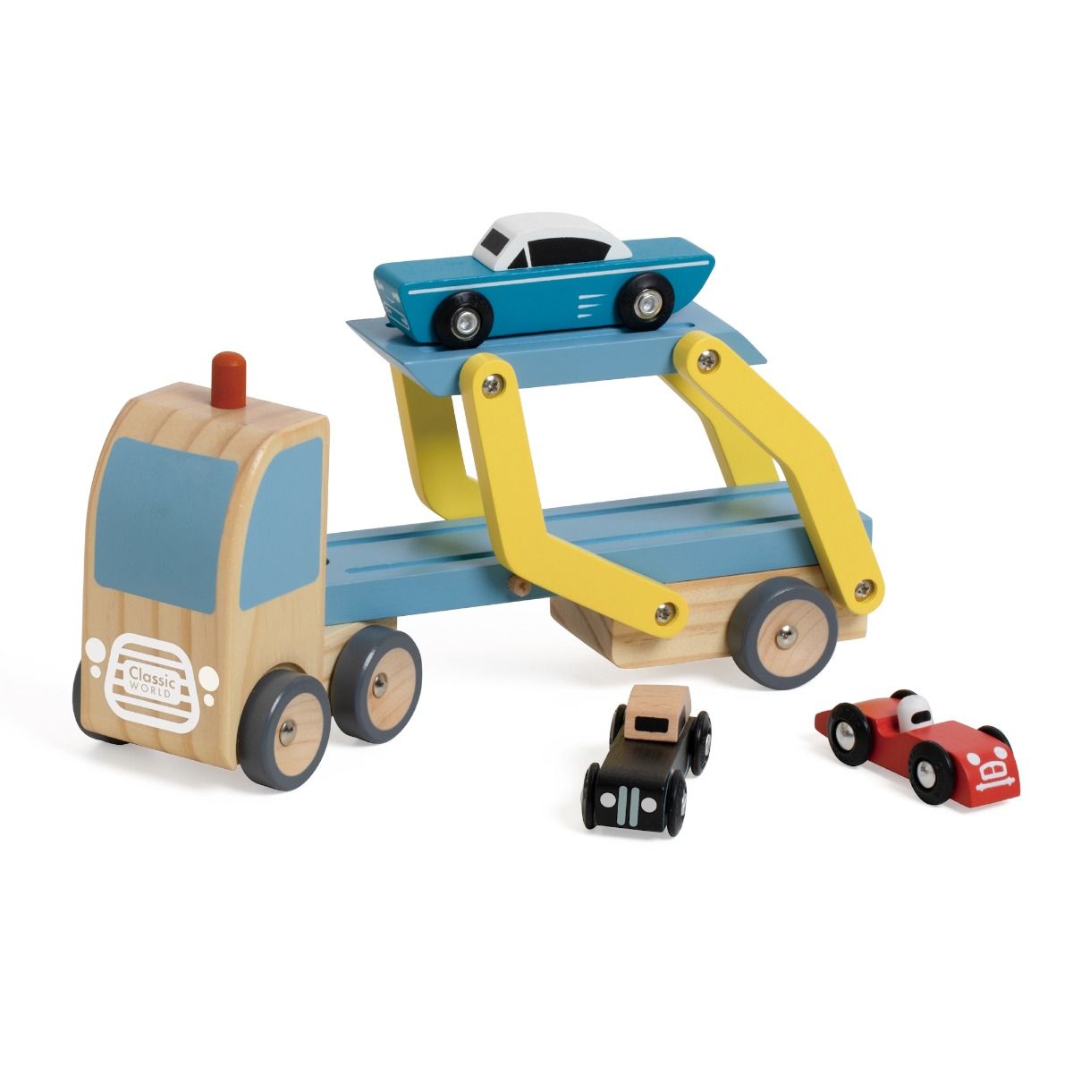Classic World Car Transporter Truck - Blue/Yellow for toddlers. MOD & TOD