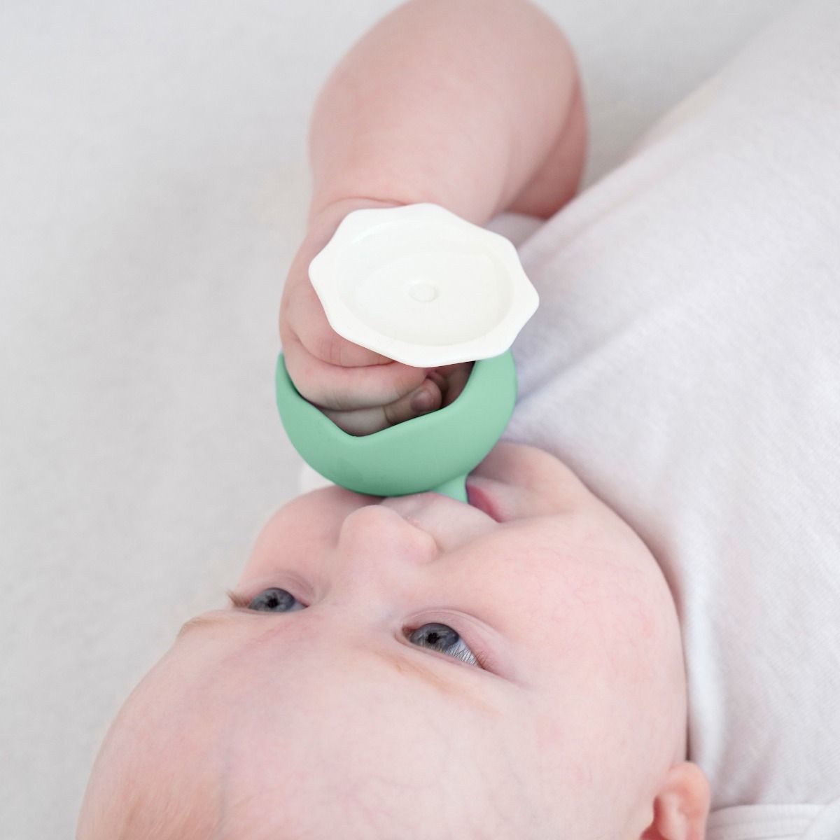 Mombella Mushroom Teether - Eucalyptus | Baby Teething Toy | Silicone Teether | modandtod.com
