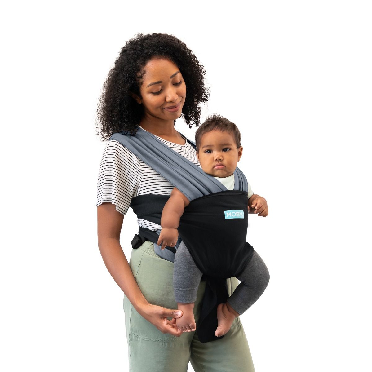 Moby Easy Wrap - Charcoal/Black baby carrier / wrap for mums. MOD & TOD