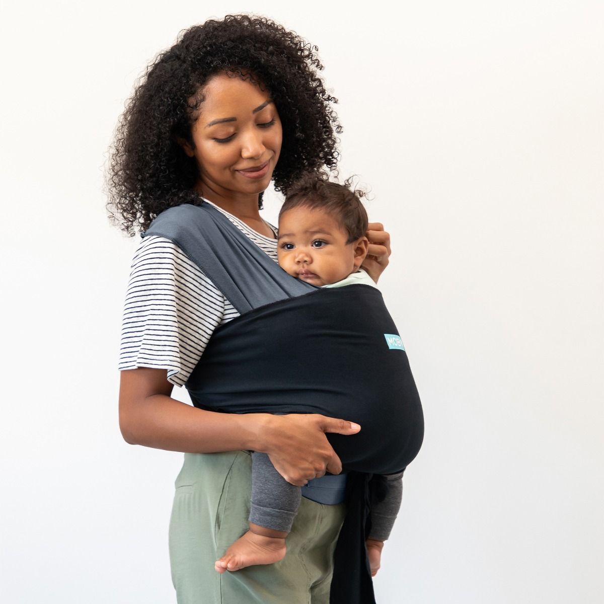 Moby Easy Wrap - Charcoal/Black baby carrier / wrap for mums. MOD & TOD