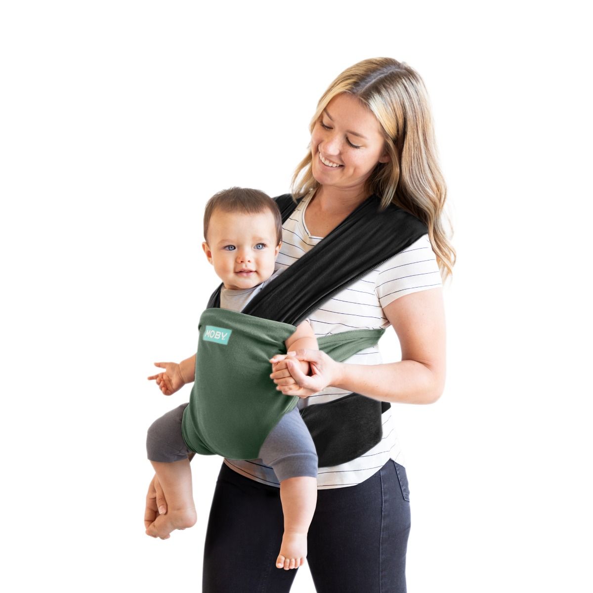 Moby Easy Wrap - Olive/Onyx baby carrier for mum and baby. MOD & TOD