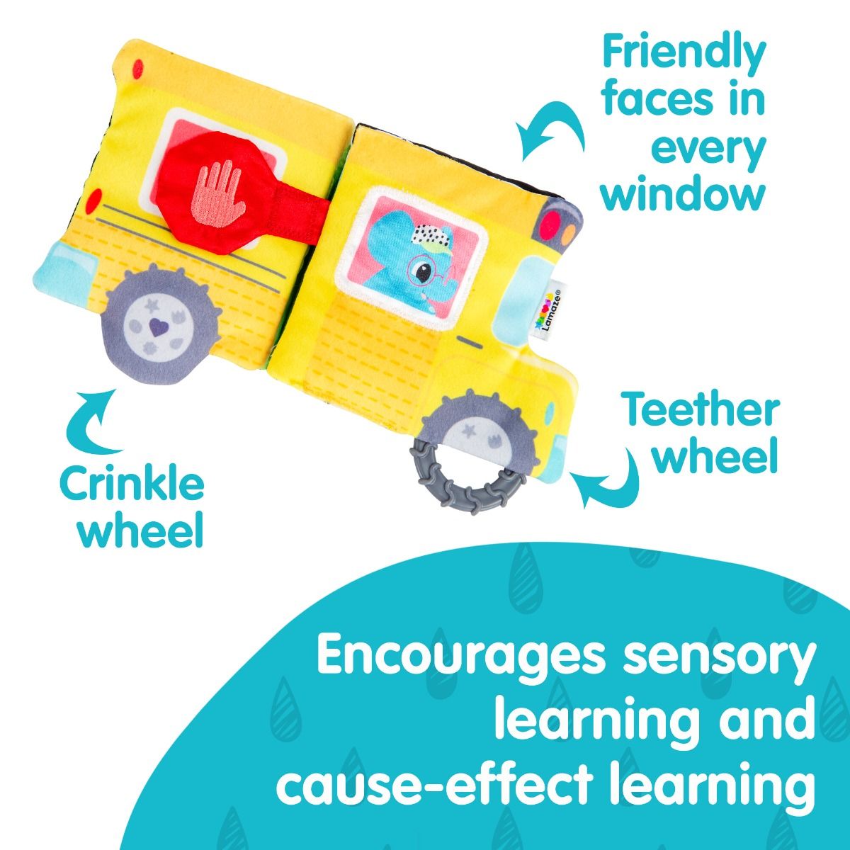 Lamaze Accordion Bus Soft Book for baby. MOD & TOD