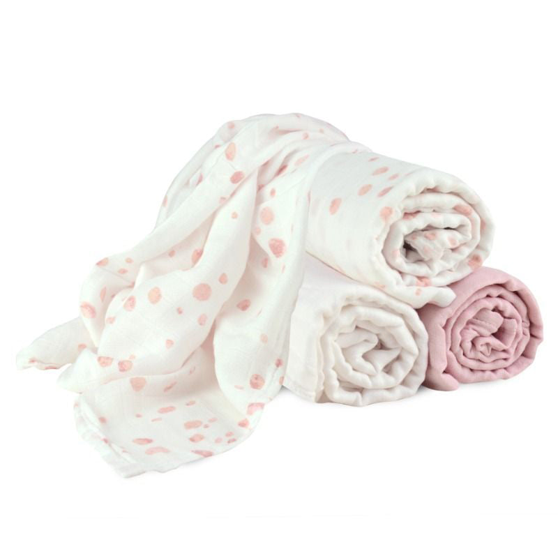 Little Bamboo Muslin Wraps 3pk - Dusty Pink | Swaddle for Baby | modandtod.com