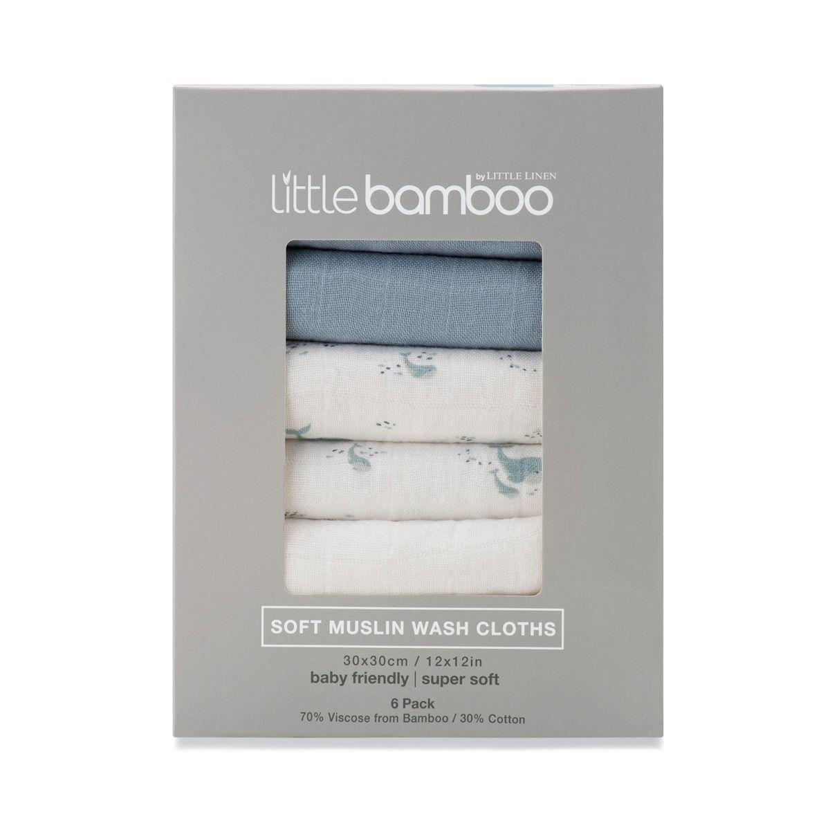 Little Bamboo Muslin Washers 6Pk - Retro Blue | modandtod.com