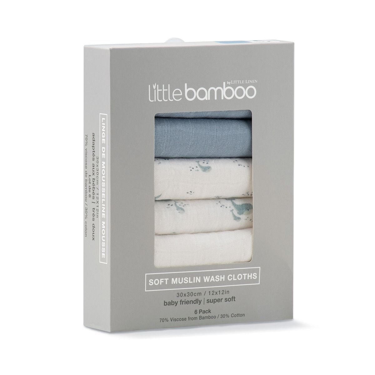 Little Bamboo Muslin Washers 6Pk - Retro Blue | modandtod.com