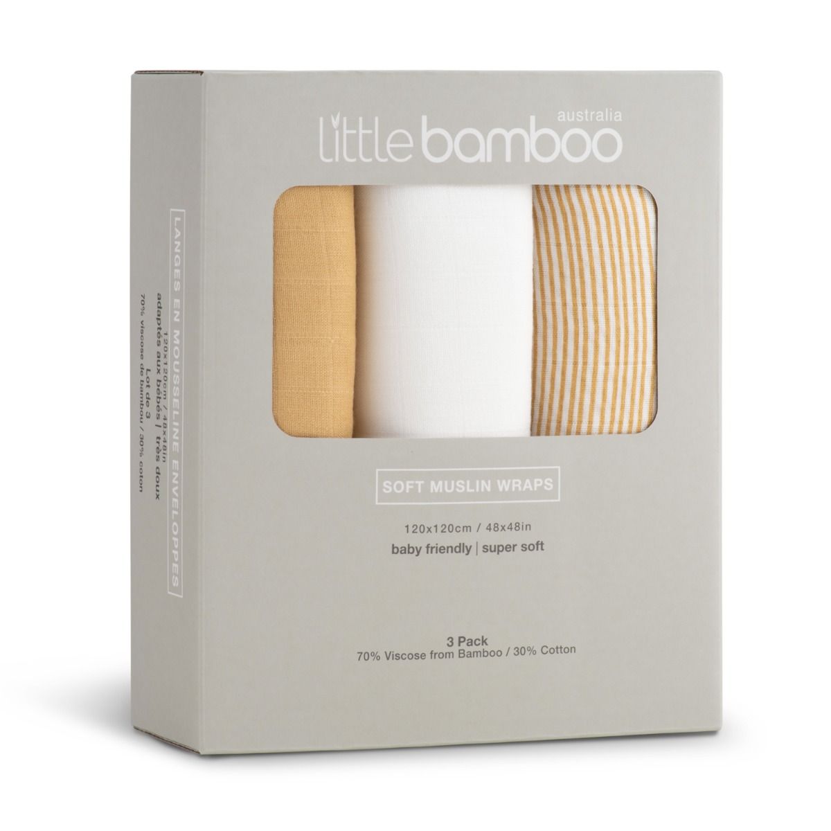Little Bamboo Muslin Wraps 3pk - Marigold | Swaddle for Baby | modandtod.com