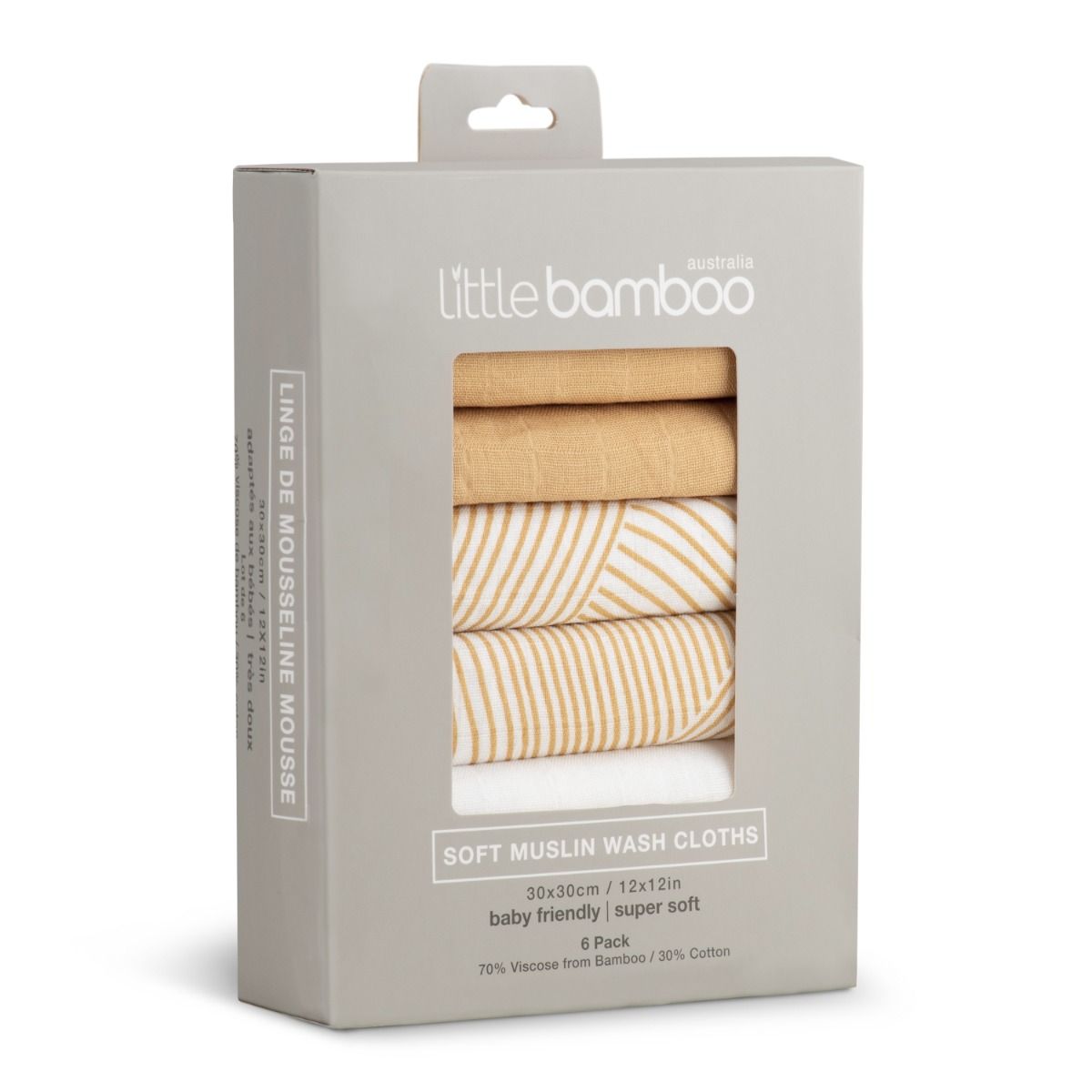 Little Bamboo Muslin Washers 6pk - Marigold | Baby Bath Wash Cloths | modandtod.com