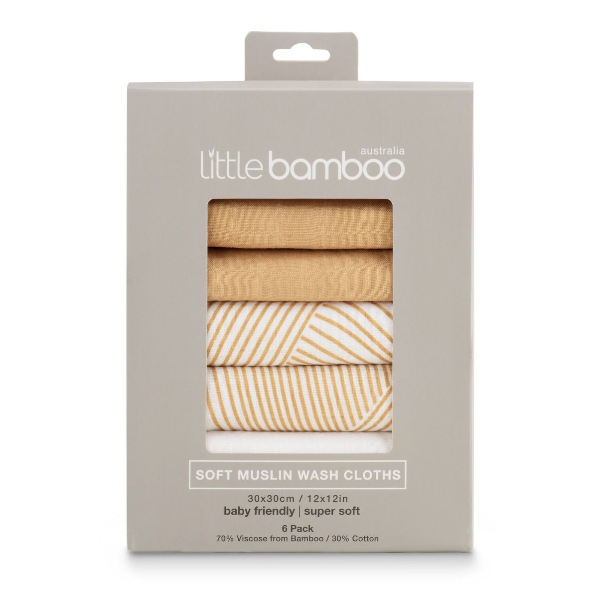 Little Bamboo Muslin Washers 6pk - Marigold | Baby Bath Wash Cloths | modandtod.com