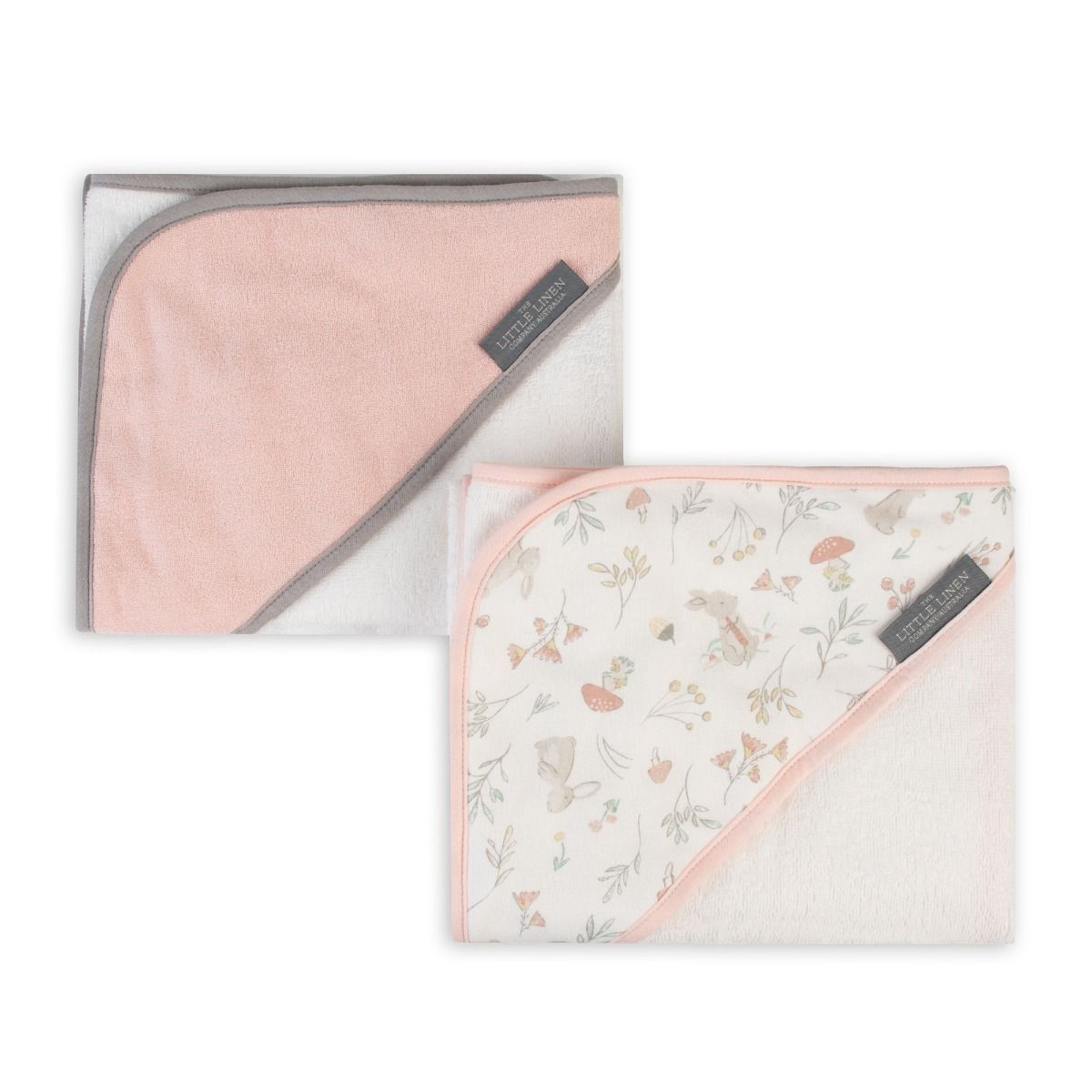The Little Linen Company Baby Hooded Towel 2 Pack - Harvest Bunny for newborn baby bath time