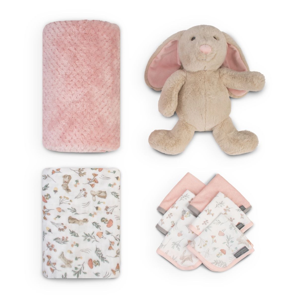 The Little Linen Company Boxed Gift Set - Harvest Bunny | Baby Plush Blanket, Cuddly Plush Toy, 6 Knitted Terry Washers, Muslin Wrap | modandtod.com