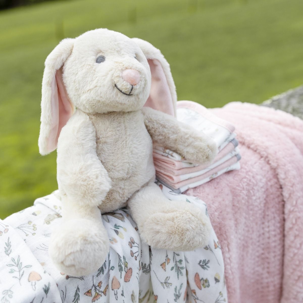 The Little Linen Company Boxed Gift Set - Harvest Bunny | Baby Plush Blanket, Cuddly Plush Toy, 6 Knitted Terry Washers, Muslin Wrap | modandtod.com