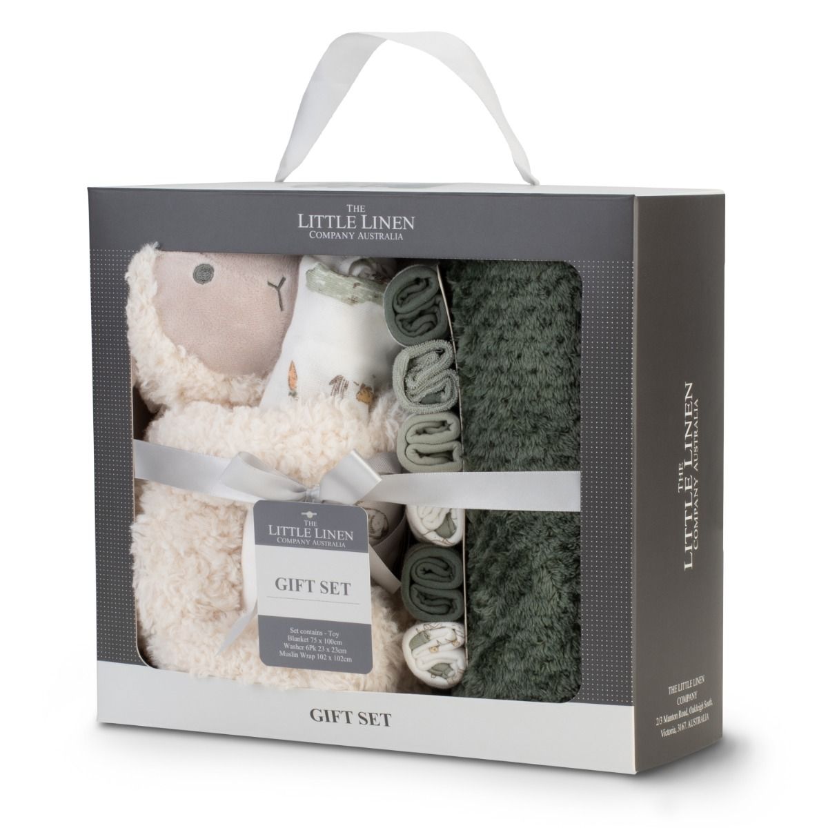 The Little Linen Company Boxed Gift Set - Farmyard Lamb | Baby Plush Blanket, Cuddly Plush Toy, 6 Knitted Terry Washers, Muslin Wrap | modandtod.com