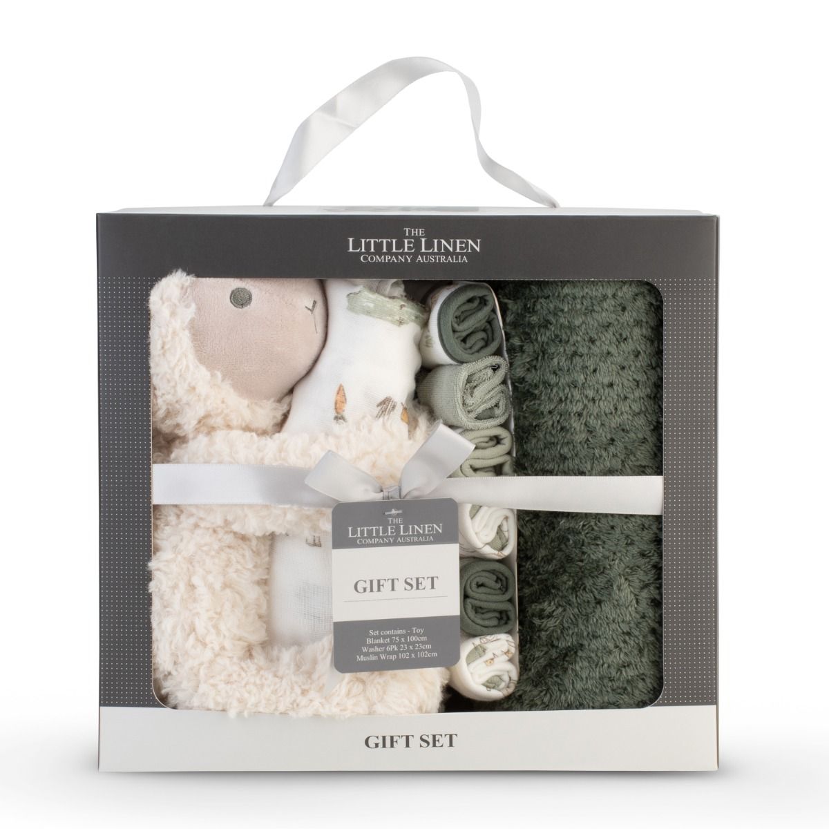 The Little Linen Company Boxed Gift Set - Farmyard Lamb | Baby Plush Blanket, Cuddly Plush Toy, 6 Knitted Terry Washers, Muslin Wrap | modandtod.com