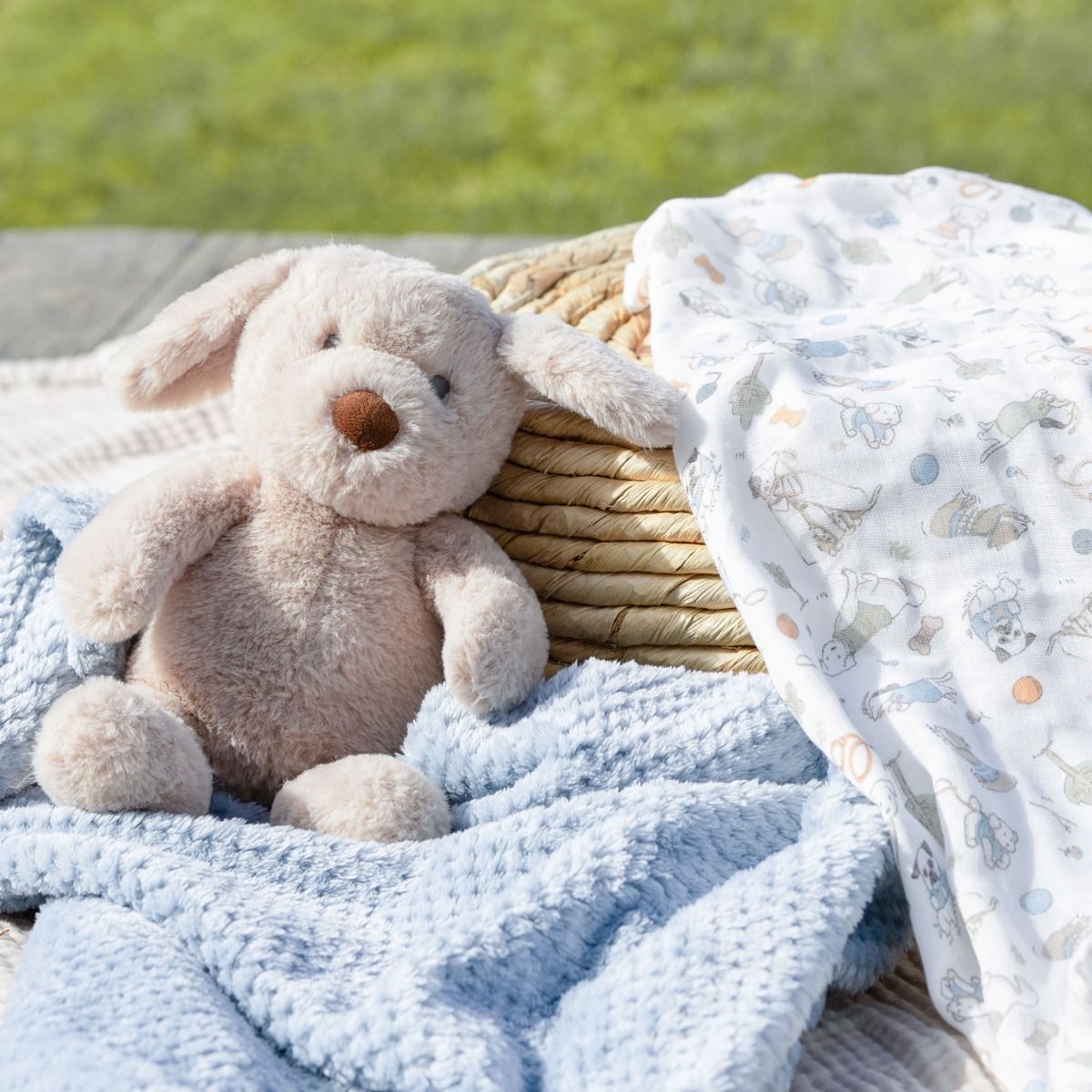 The Little Linen Company Boxed Gift Set - Barklife Dog | Baby Plush Blanket, Cuddly Plush Toy, 6 Knitted Terry Washers, Muslin Wrap | modandtod.com