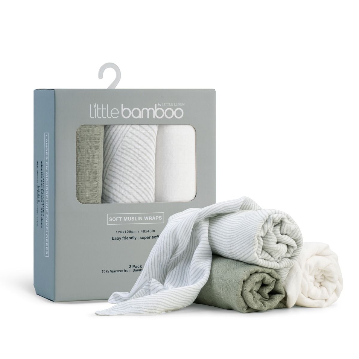 Little Bamboo Muslin Wraps 3pk - Bayleaf | Swaddle for Baby | modandtod.com