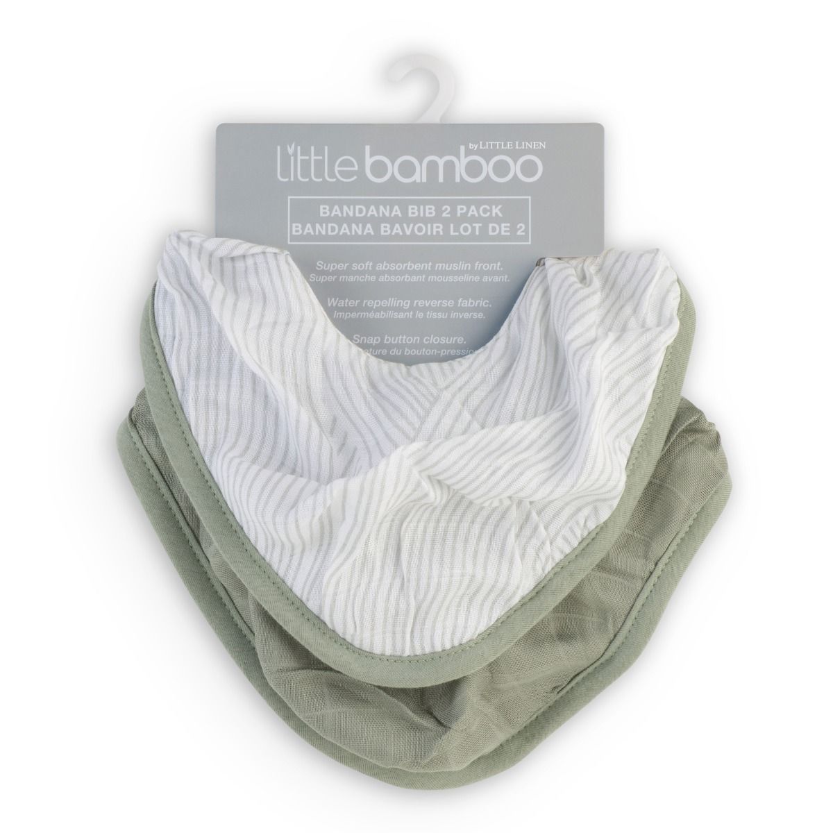 Little Bamboo Muslin Bib 2Pk - Bayleaf | Baby Bandana Bib 2 Pack | modandtod.com