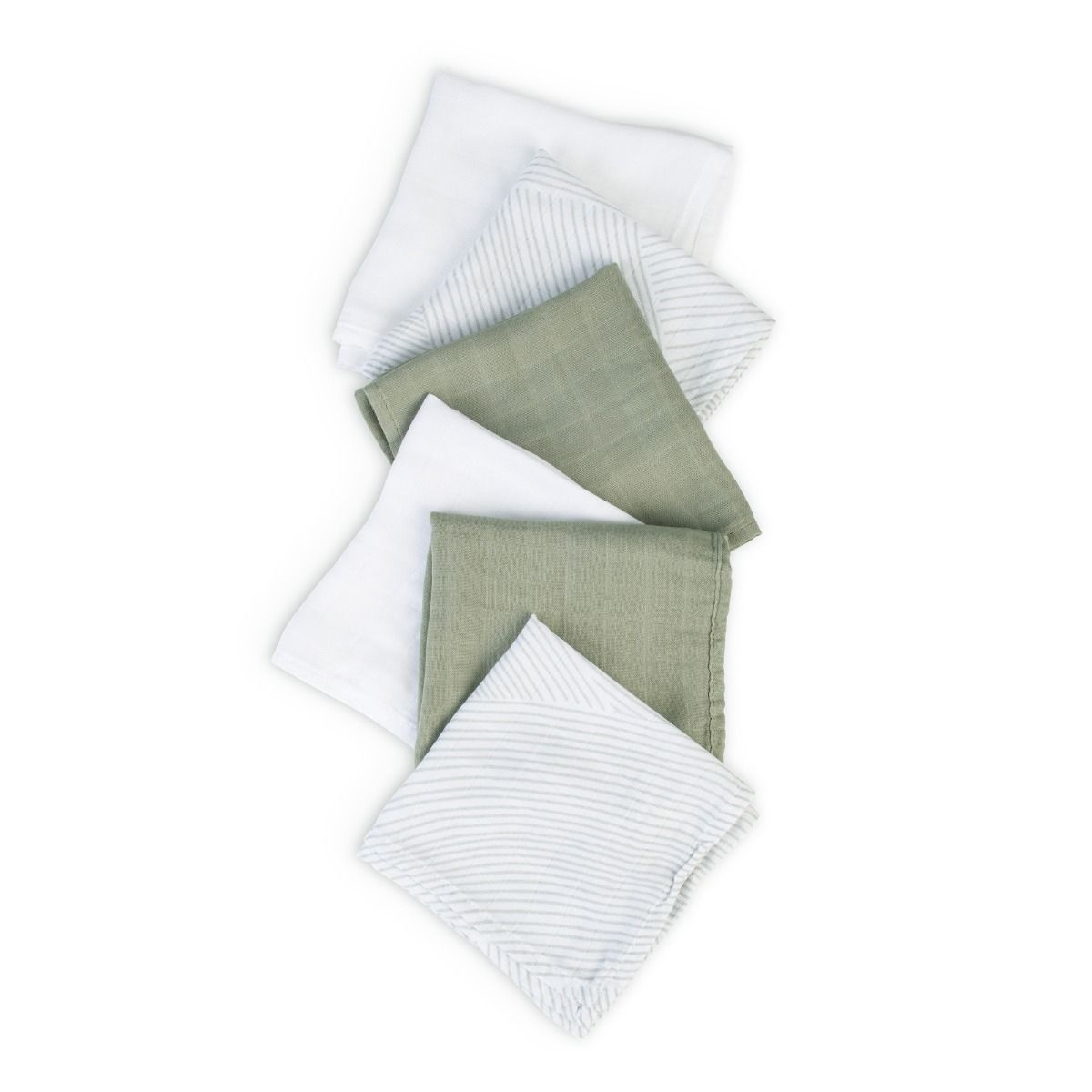 Little Bamboo Muslin Washers 6pk - Bayleaf | Baby Bath Wash Cloth | modandtod.com