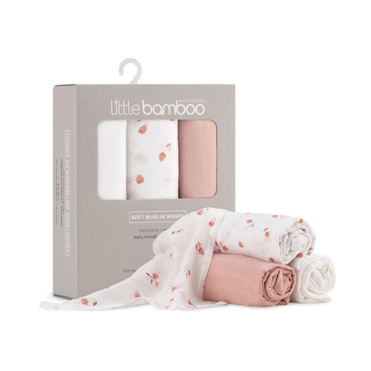 Little Bamboo Muslin Wraps 3pk - Dusty Rose | Swaddle for Baby | modandtod.com
