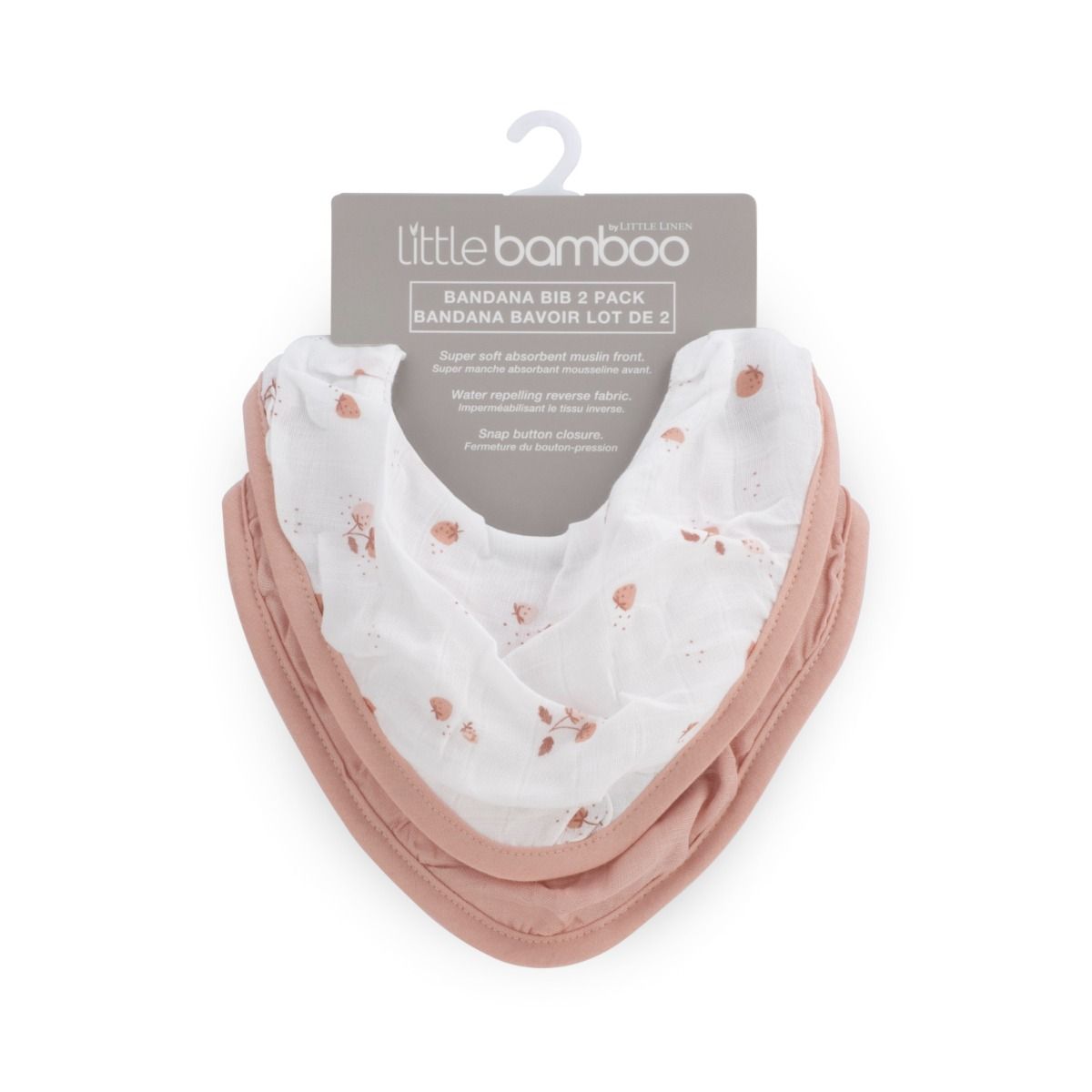 Little Bamboo Muslin Bib 2Pk - Dusty Rose | Baby Bandana Bib | modandtod.com