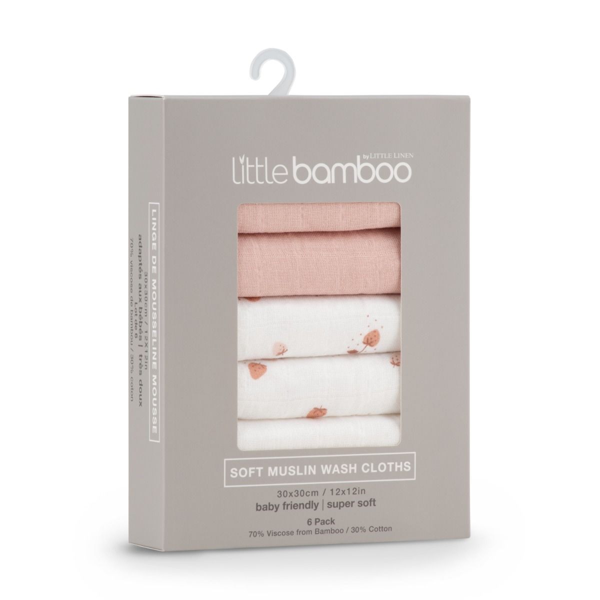 Little Bamboo Muslin Washers 6pk - Dusty Rose | Baby Bath Wash Cloth | modandtod.com