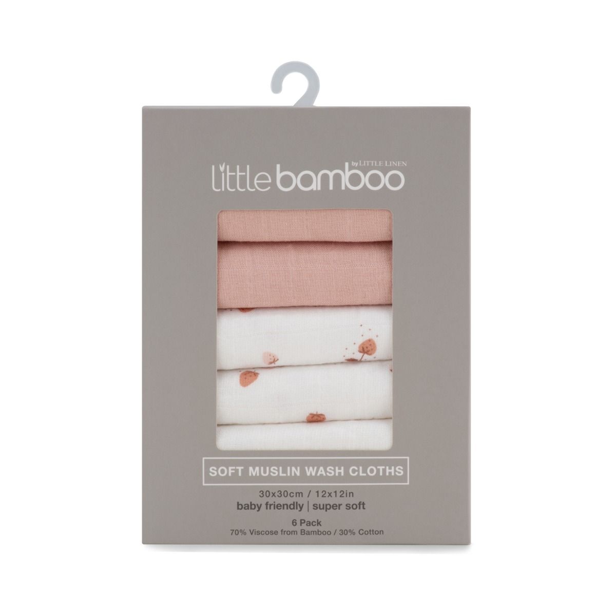 Little Bamboo Muslin Washers 6pk - Dusty Rose | Baby Bath Wash Cloth | modandtod.com
