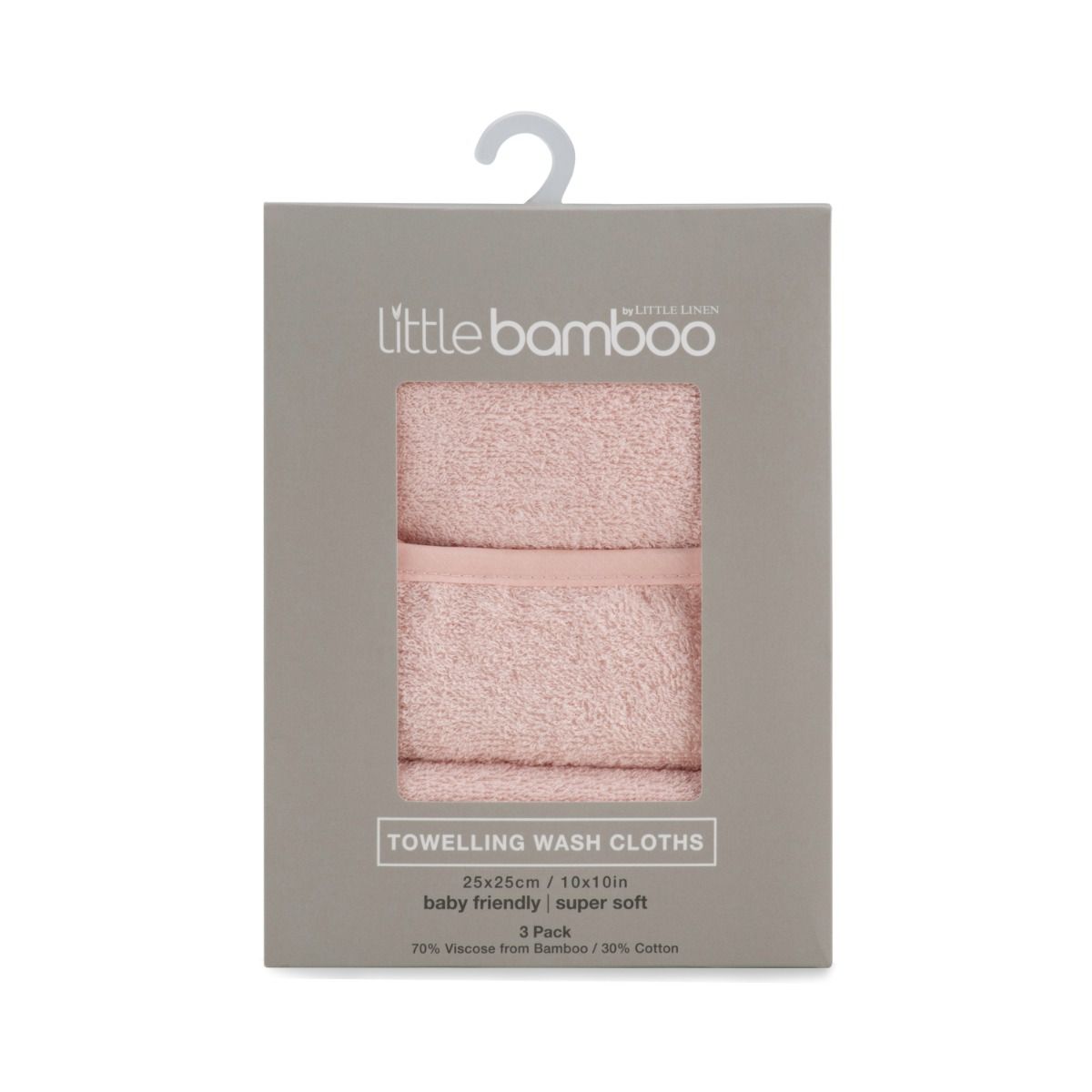 Towelling Baby Face Washer 3 Pack | Dusty Rose | Baby Bath Wash Cloth | modandtod.com