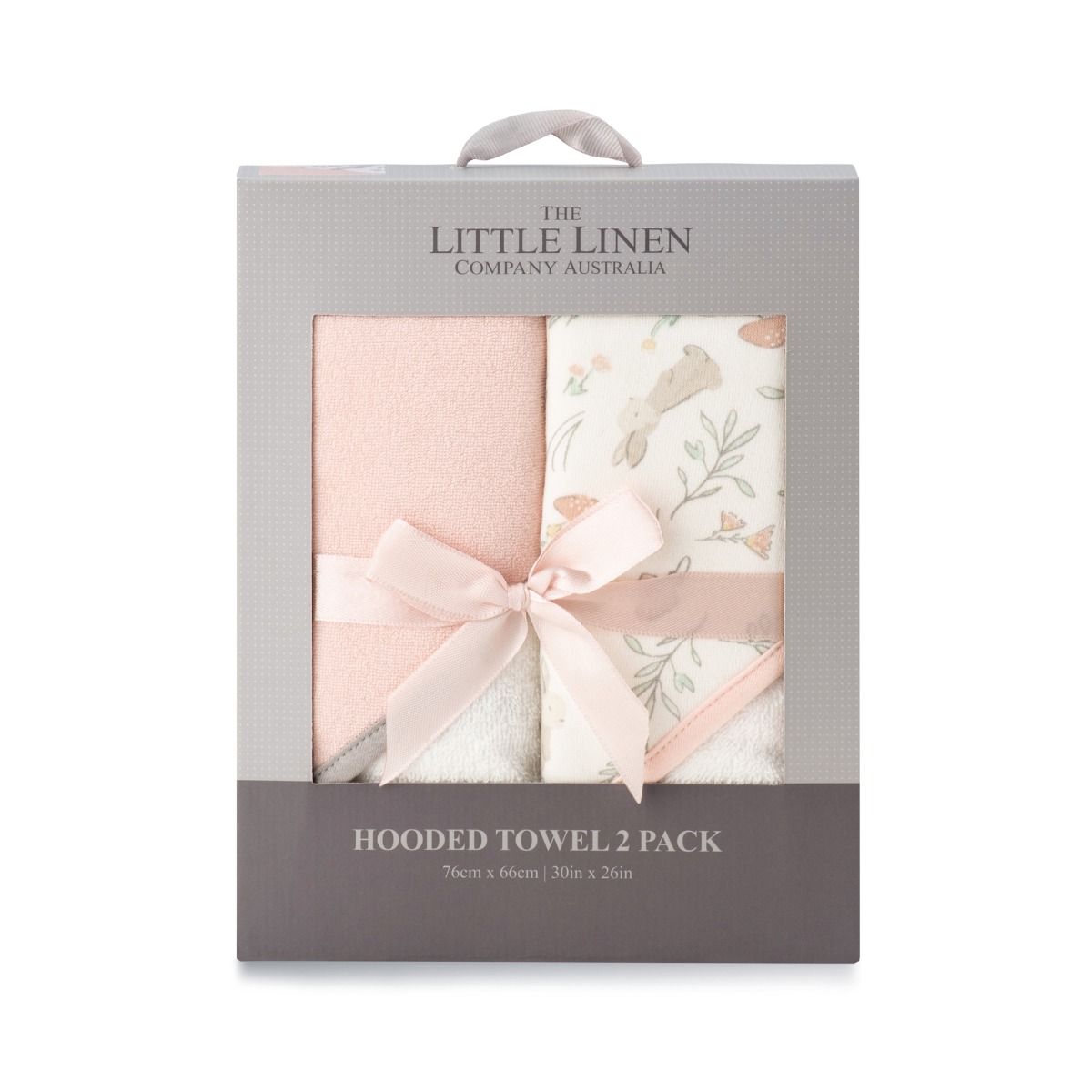 The Little Linen Company Baby Hooded Towel 2 Pack - Harvest Bunny for newborn baby bath time