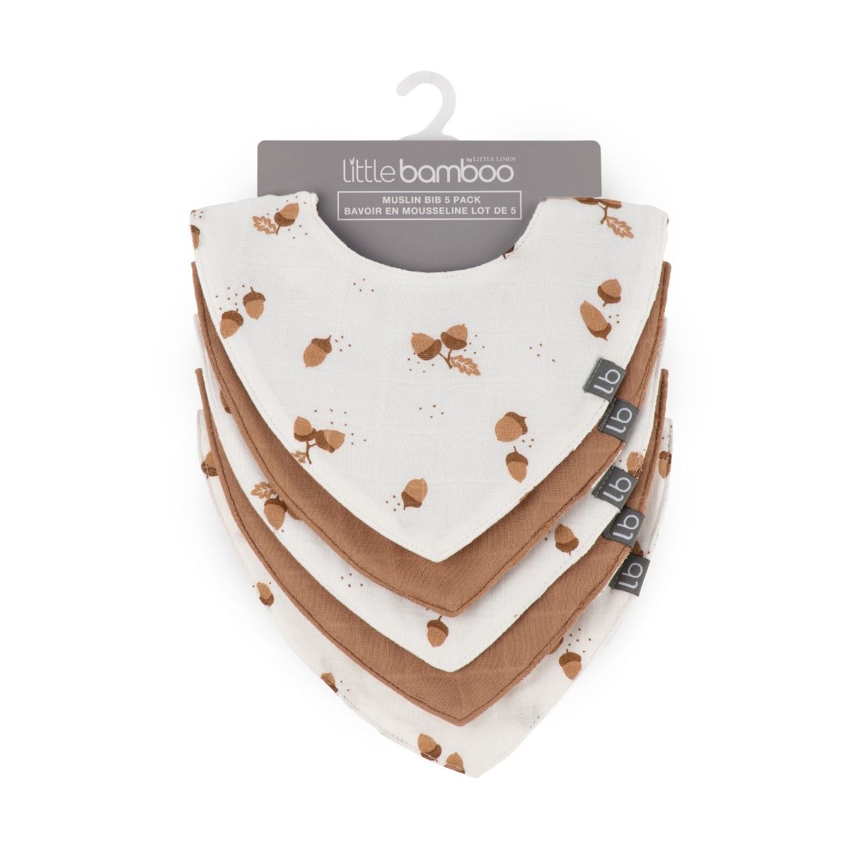 Little Bamboo Muslin Bib 5pk - Iced Coffee, Jersey Bib for Baby | modandtod.com