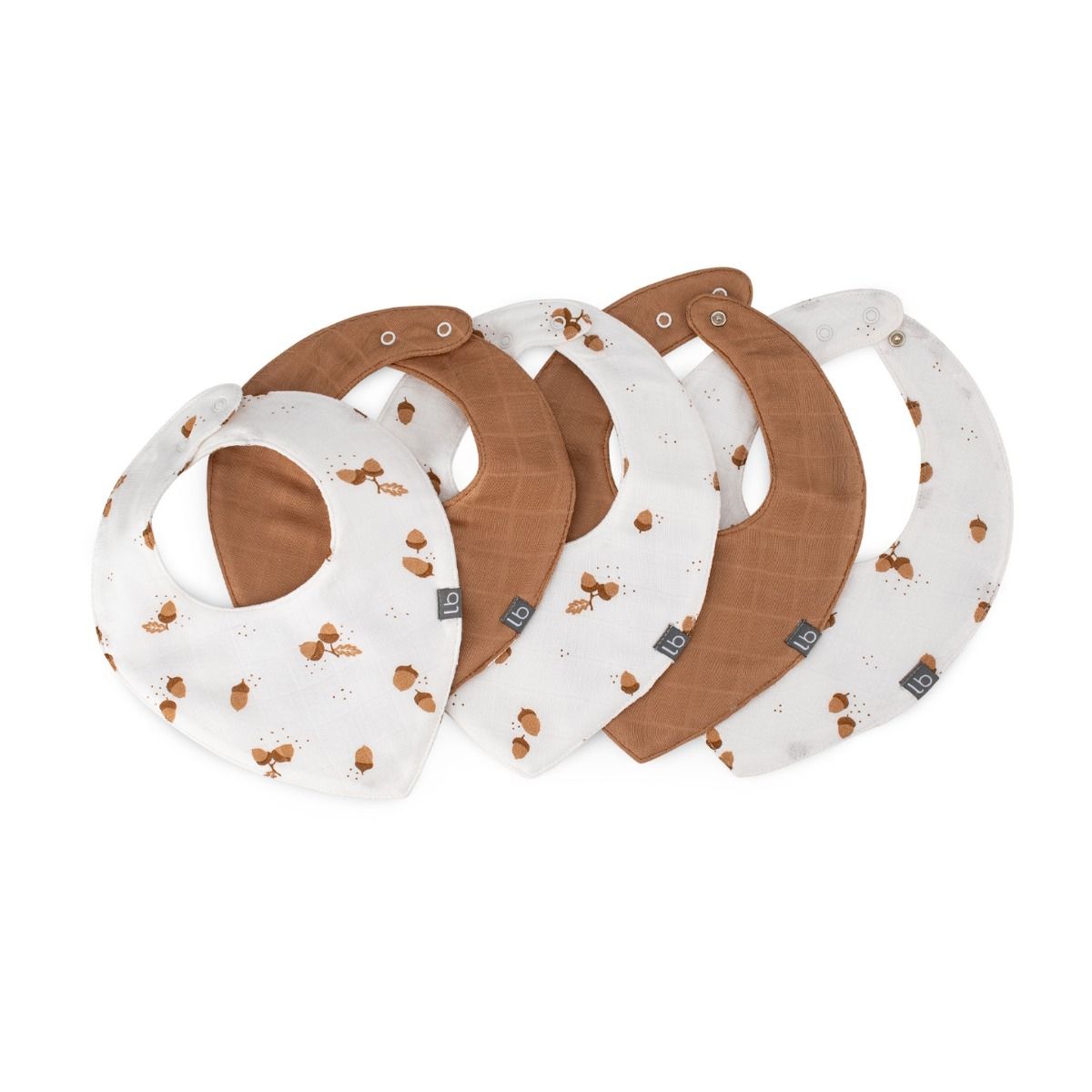 Little Bamboo Muslin Bib 5pk - Iced Coffee
