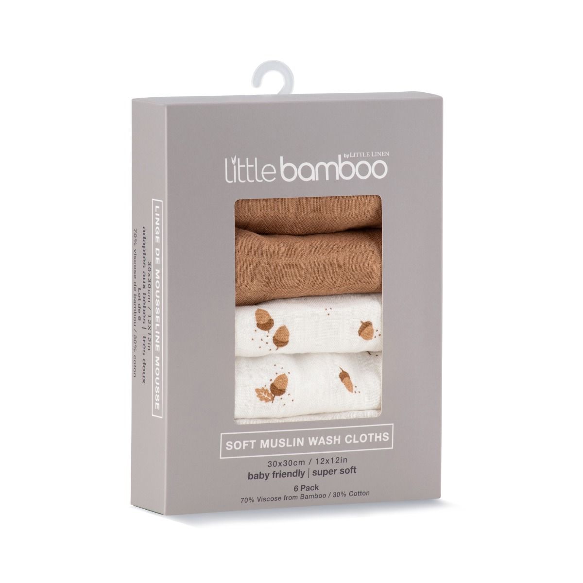 Little Bamboo Muslin Washers 6pk - Iced Coffee | Baby Bath Wash Cloth | modandtod.com