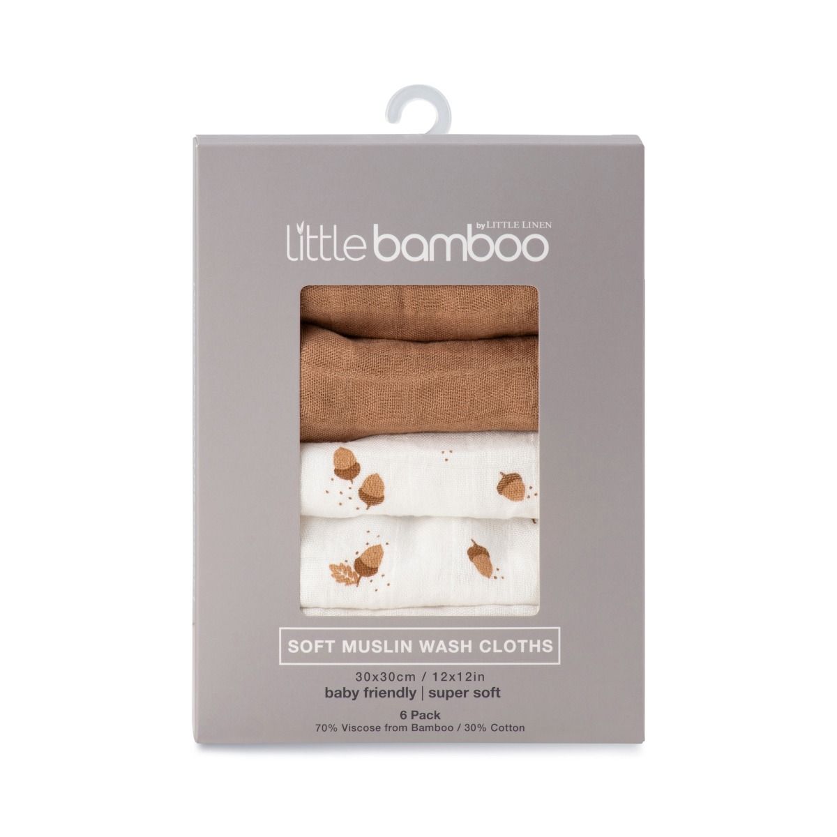 Little Bamboo Muslin Washers 6pk - Iced Coffee | Baby Bath Wash Cloth | modandtod.com