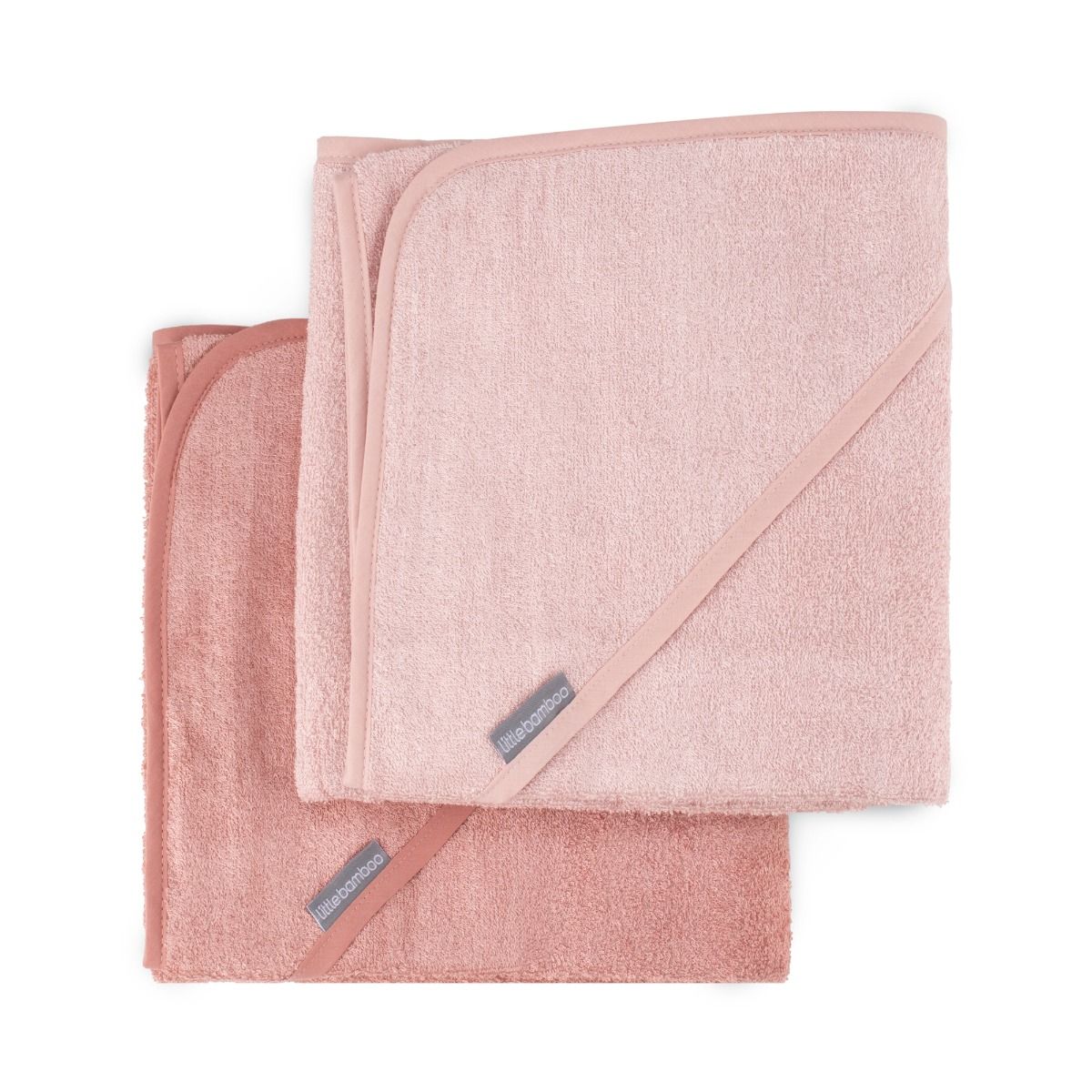 Little Bamboo Hooded Towel 2pk - Dusty Rose | Baby Bath Towel | modandtod.com
