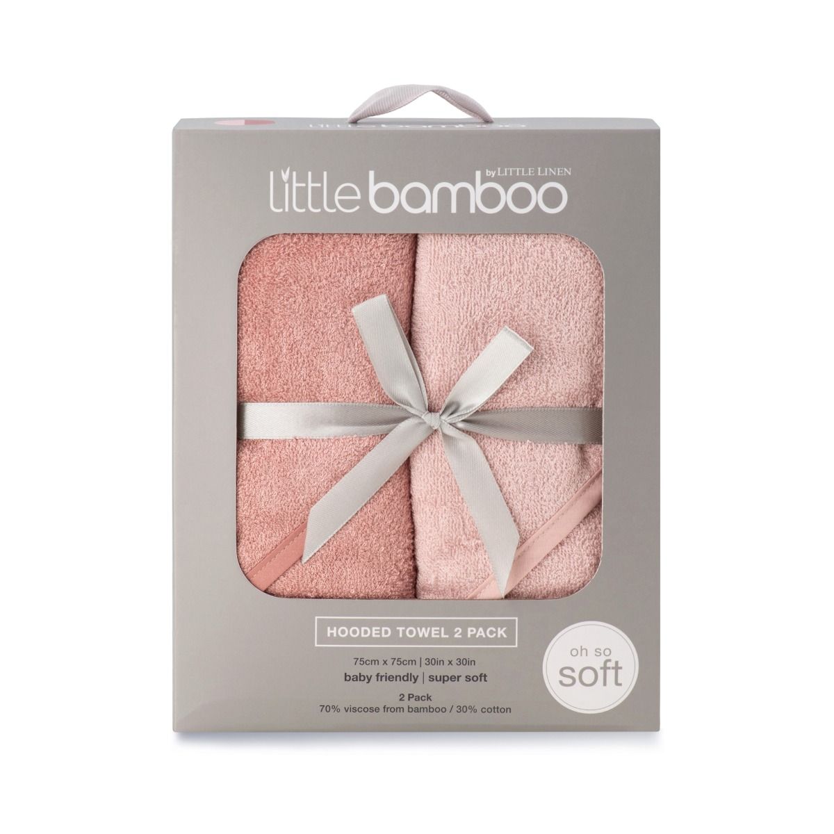 Little Bamboo Hooded Towel 2pk - Dusty Rose | Baby Bath Towel | modandtod.com