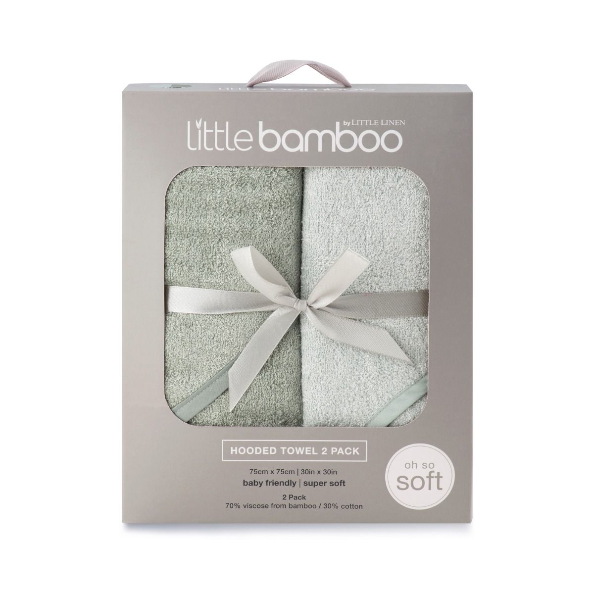 Little Bamboo Hooded Towel 2pk - Bayleaf | Baby Bath Towel | modandtod.com
