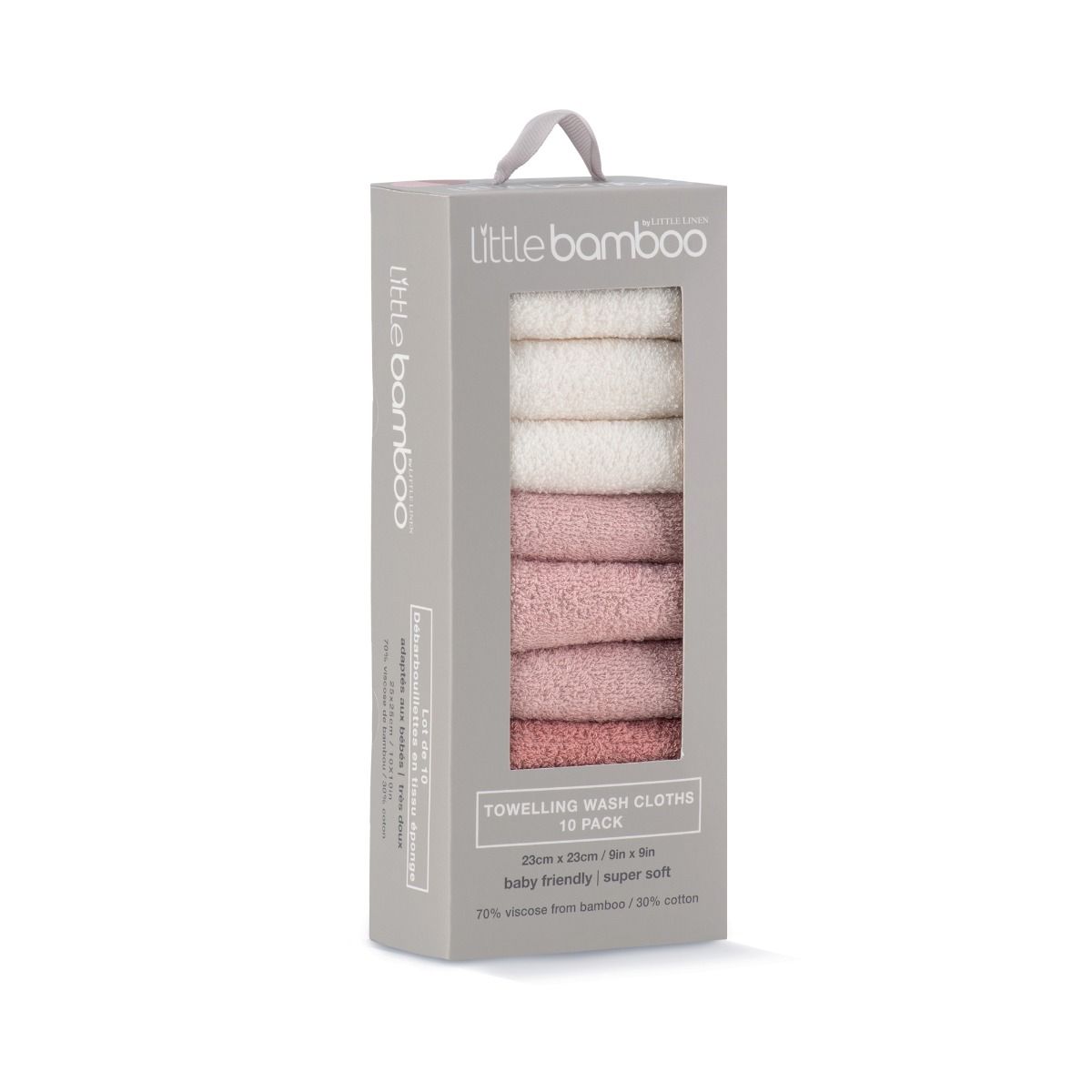 Little Bamboo Towelling Washer 10pk - Dusty Rose