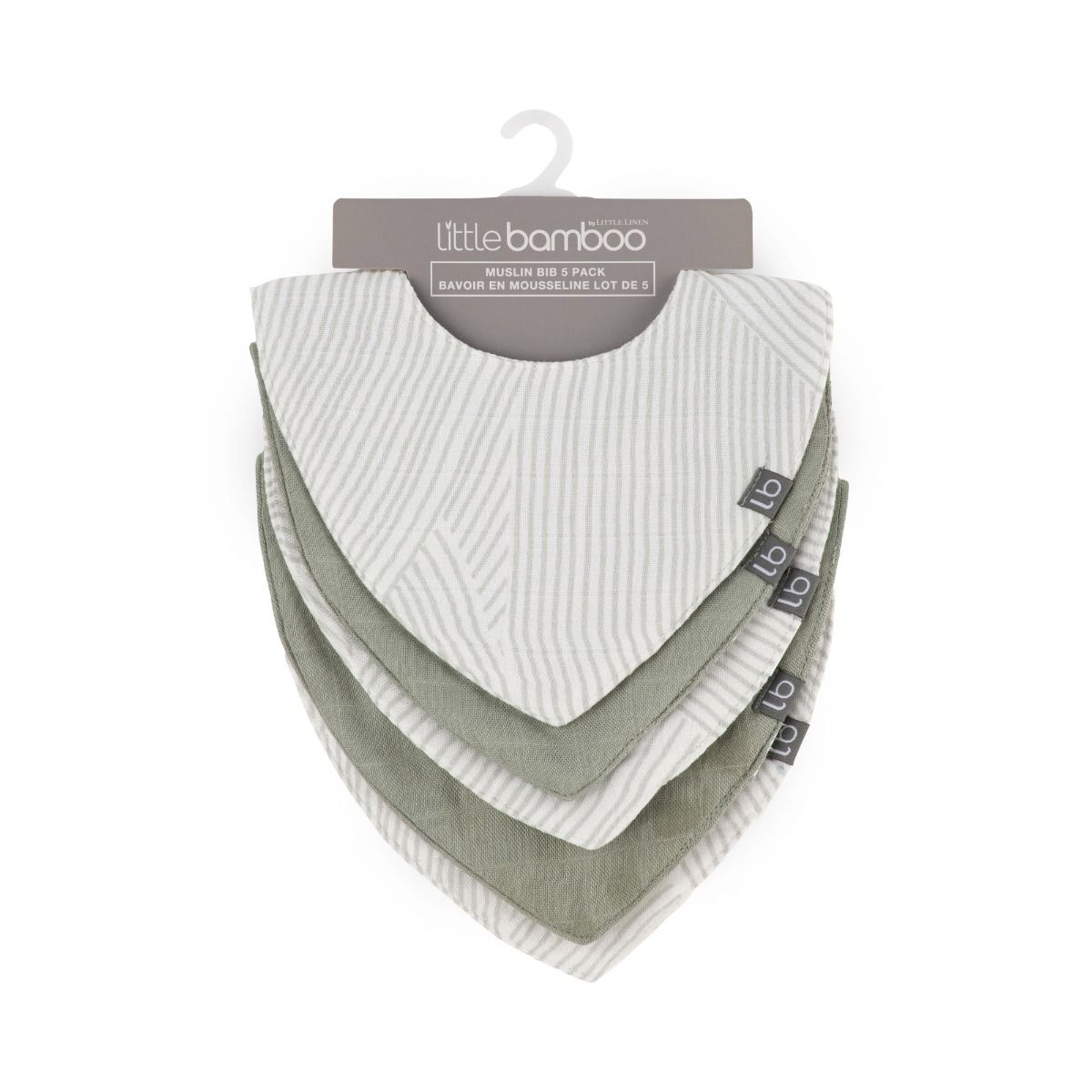 Little Bamboo Muslin Bib 5pk - Bayleaf, Jersey Bib for Baby | modandtod.com
