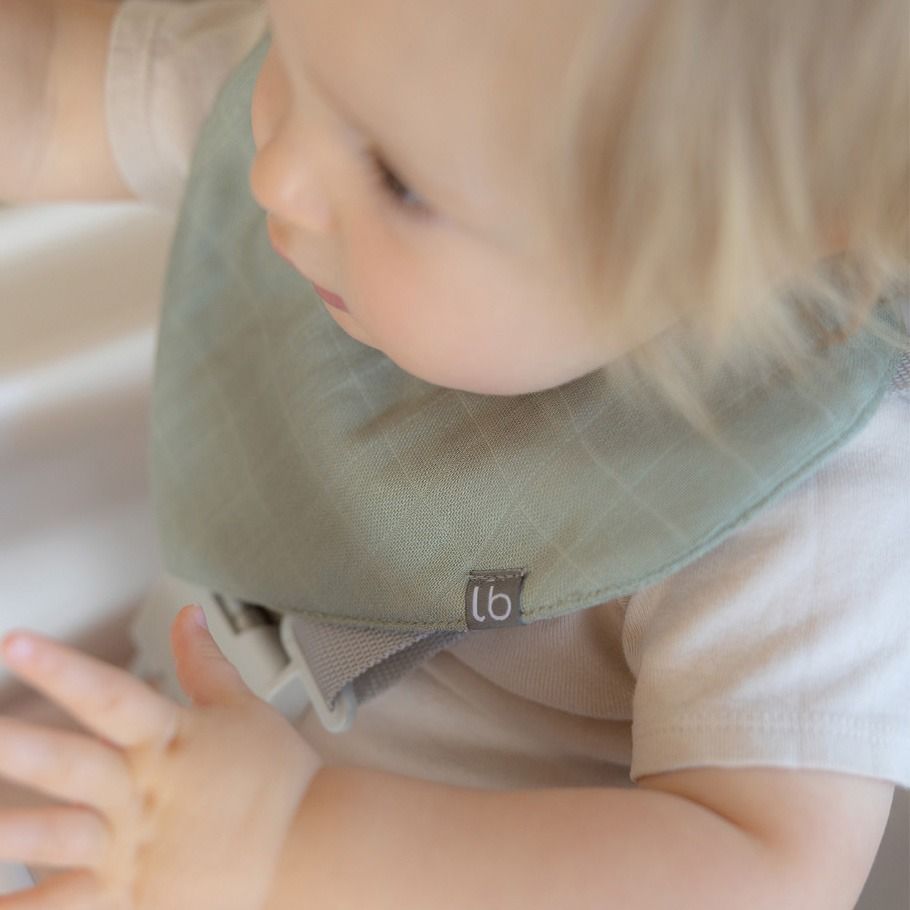 Little Bamboo Muslin Bib 5pk - Bayleaf, Jersey Bib for Baby | modandtod.com